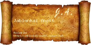 Jablonkai Anett névjegykártya